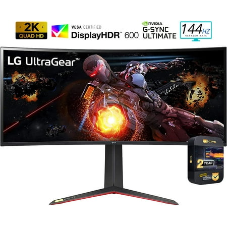 LG 34GP950G-B 34" UltraGear QHD (3440 x 1440) Nano IPS Curved Gaming Monitor Bundle with 2 Year Extended Warranty