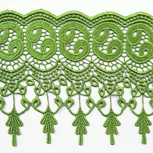 Altotux 7.5" Gold Pink Navy Red Olive Yellow Embroidered Venice Lace Trim By 15" (MINT GREEN)