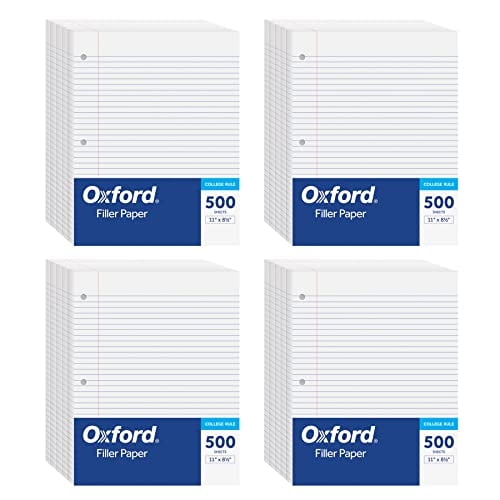 Papel de relleno Oxford de hojas sueltas, regla universitaria, 2000 hojas