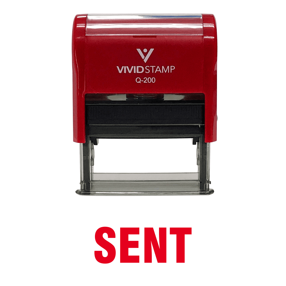 (3 pack) Vivid Stamp SENT Self Inking Rubber Stamp (Red Ink) - Medium