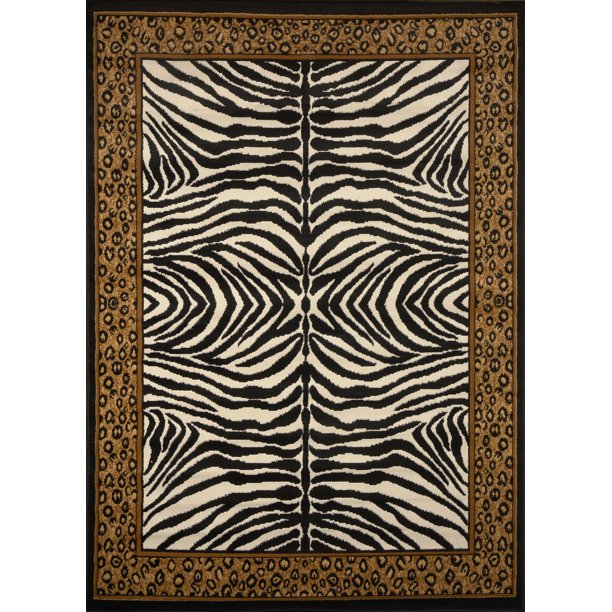 Home Dynamix Zone Area Rugs 75502 Animal Print Bordered Leopard