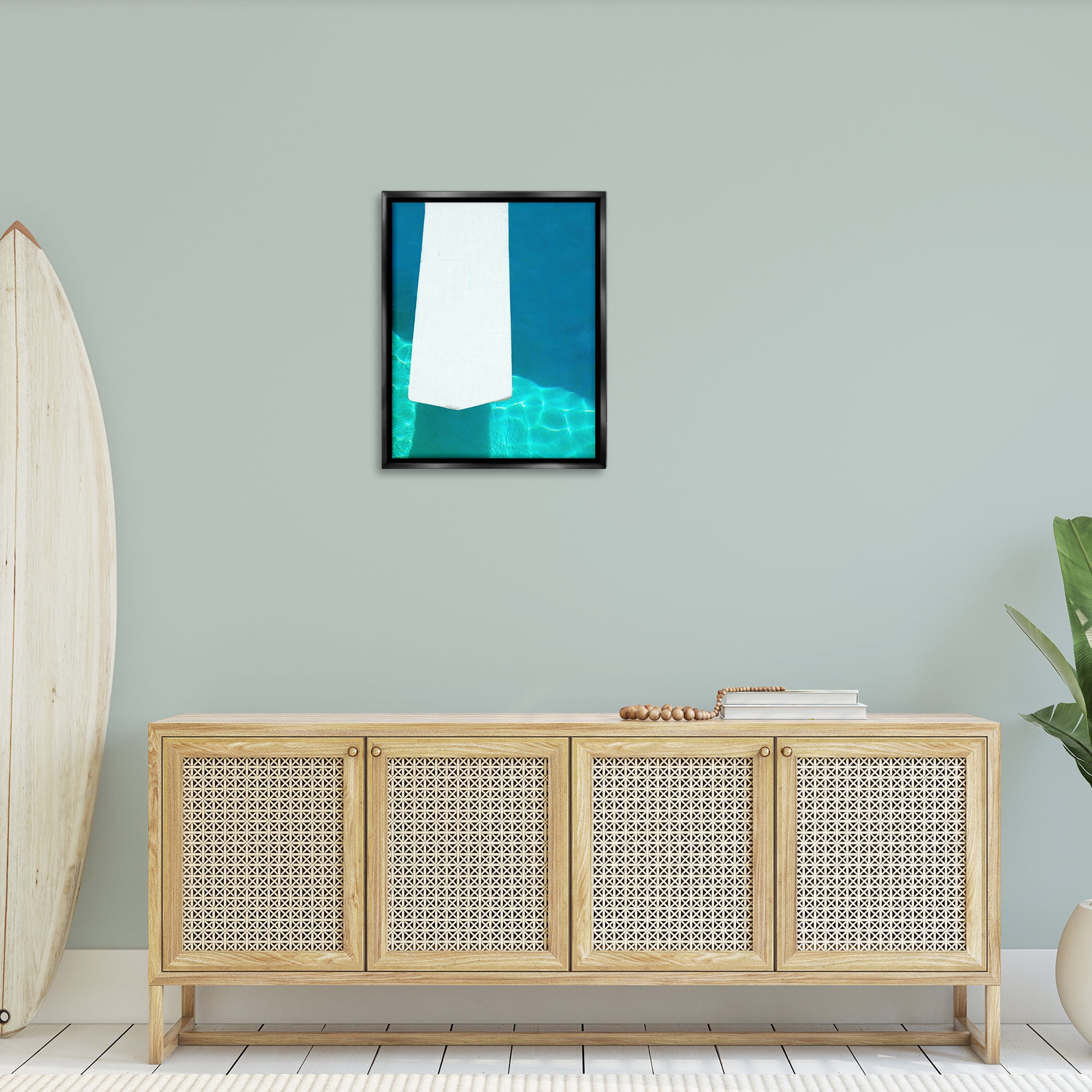 Stupell Industries Summer Diving Board Nautical & Beach Painting Black Floater Framed Canvas Art Print Wall Art, 25 x 31