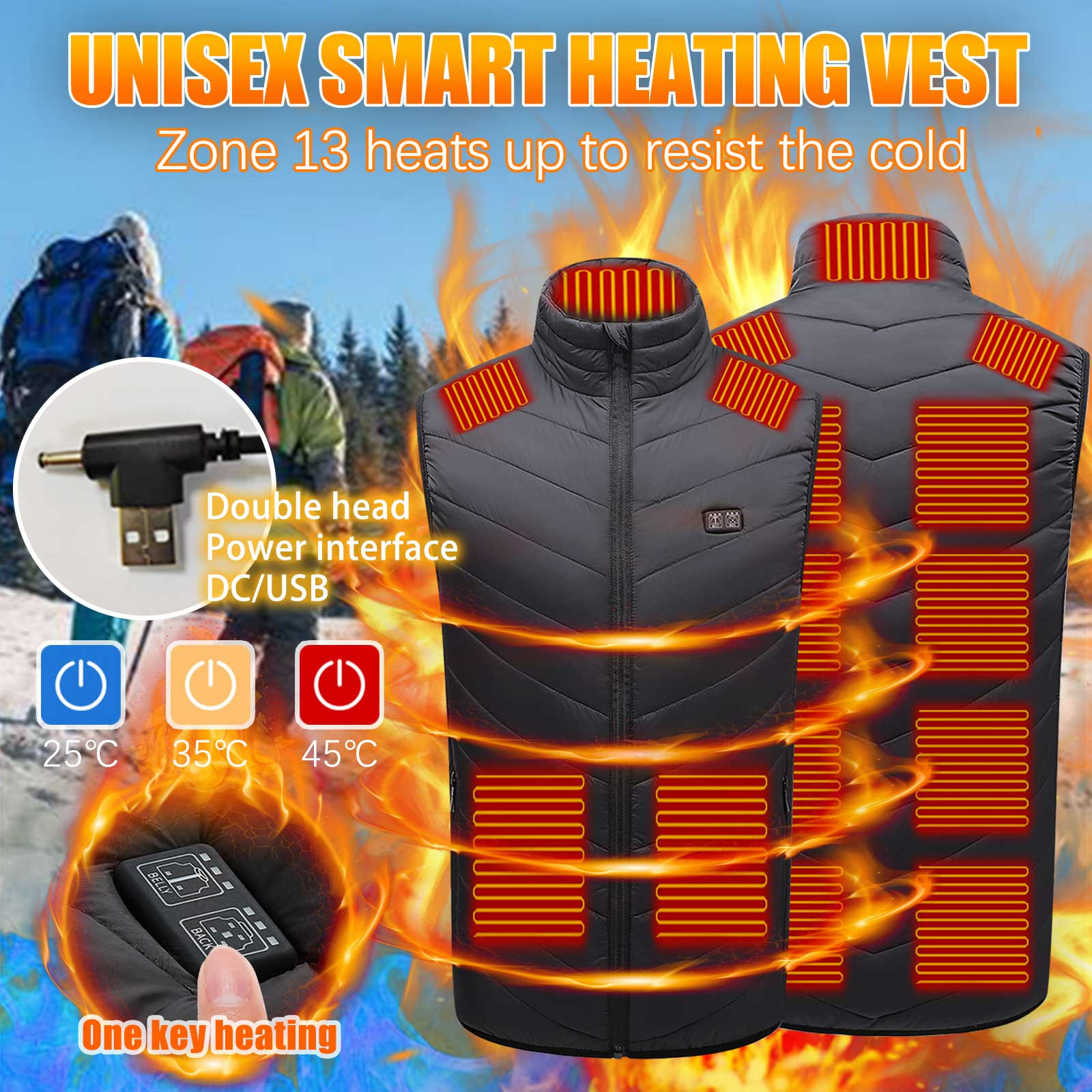 Cotonie Heated Vest for Men & Women Outdoor Warm Clothing Heated for
