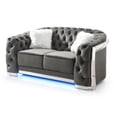 thumbnail image 5 of Glory Sapphire Gray Velvet Loveseat With LED Accent Lighting, 5 of 7