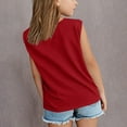 thumbnail image 4 of Inglocry Girls Cap Sleeve T Shirts Kids Summer Crewneck Solid Tops Tees Basic Cute Summer Tops For Teens 5-14 Years Red 4-5Y, 4 of 4