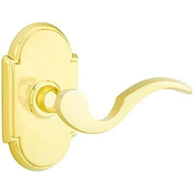 Emtek Privacy Set, Style 8 Rosette, Cortina Lever (Right Hand, Polished Brass)