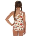 thumbnail image 3 of Xoenoiee Mushroom Leaves Print Girls Swimsuit One Piece Bathing Suit for Girls Adjustable Straps Pad Swimwear Beachwear with Cover Up Skirt, Size 15-16 Years, 3 of 7