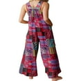 thumbnail image 2 of Women Jumpsuits Summer Overalls Multicolor Ethnic Style Square Neck Sleeveless Casual Rompers with Pockets for Girls Playsuit Blue S, 2 of 5