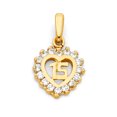 thumbnail image 2 of 14K Yellow Gold Sweet 15 Years Quinceanera Heart Cubic Zirconia CZ Charm Pendant with 1.6mm Figaro 3+1 Chain Necklace - 22", 2 of 6