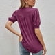thumbnail image 4 of Blusa de manga abullonada para mujer, blusa de manga abullonada en V, blusa de manga abullonada de moda para mujer, blusa de color puro, funcionalidad inteligente, 4 of 8