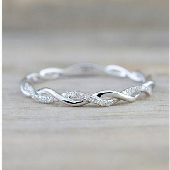 925 Sterling Silver Twisted Shape Wedding Band Ring