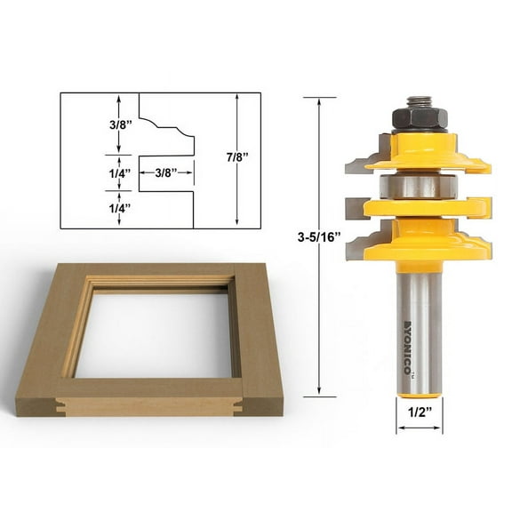 Classical Ogee Stacked Rail and Stile Router Bit - 1/2" Shank - Yonico 12120