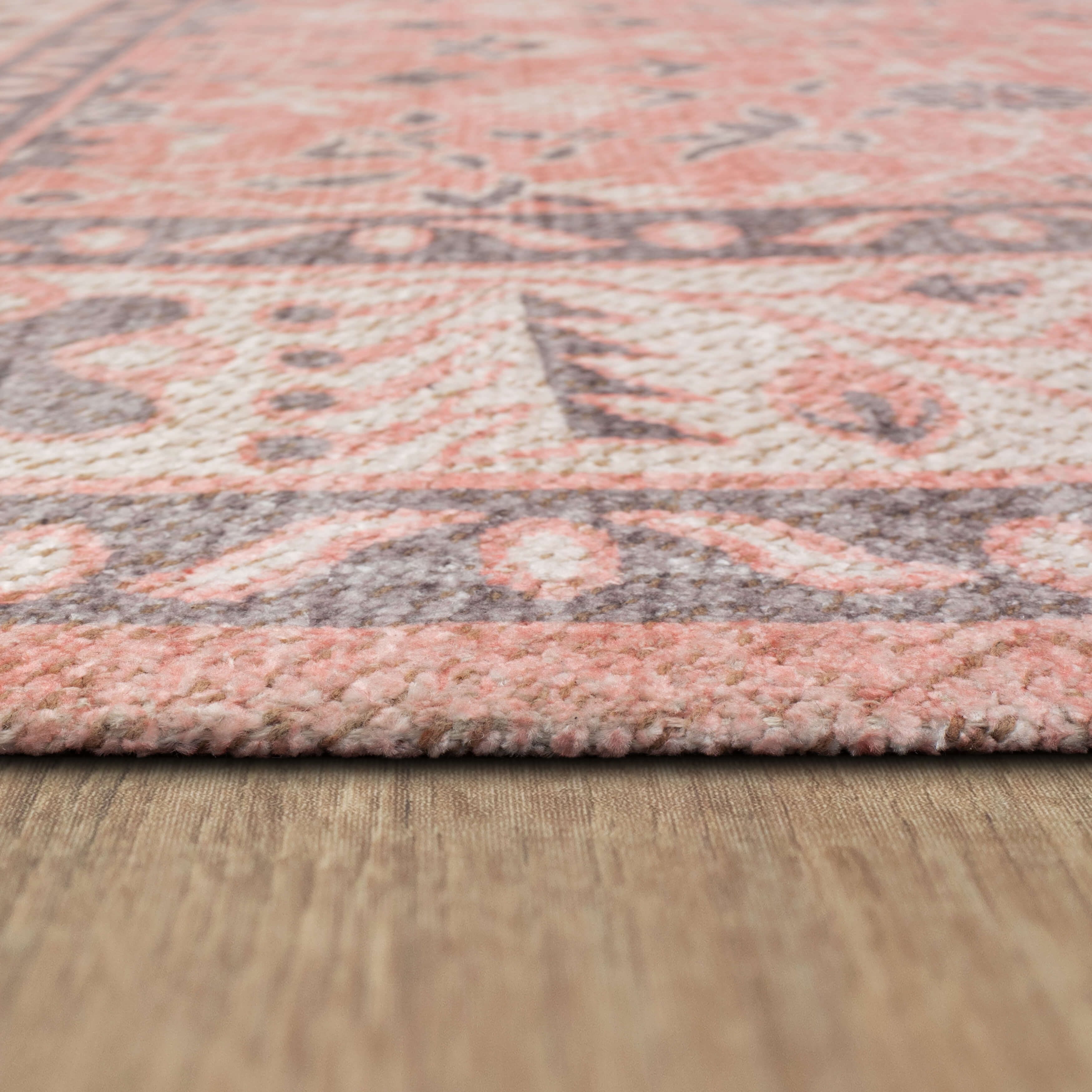 Mainstays Zula Jardin Low Pile Stain/Fade Resistant Polyester Indoor Area Rug, Pink, 8' x 10'