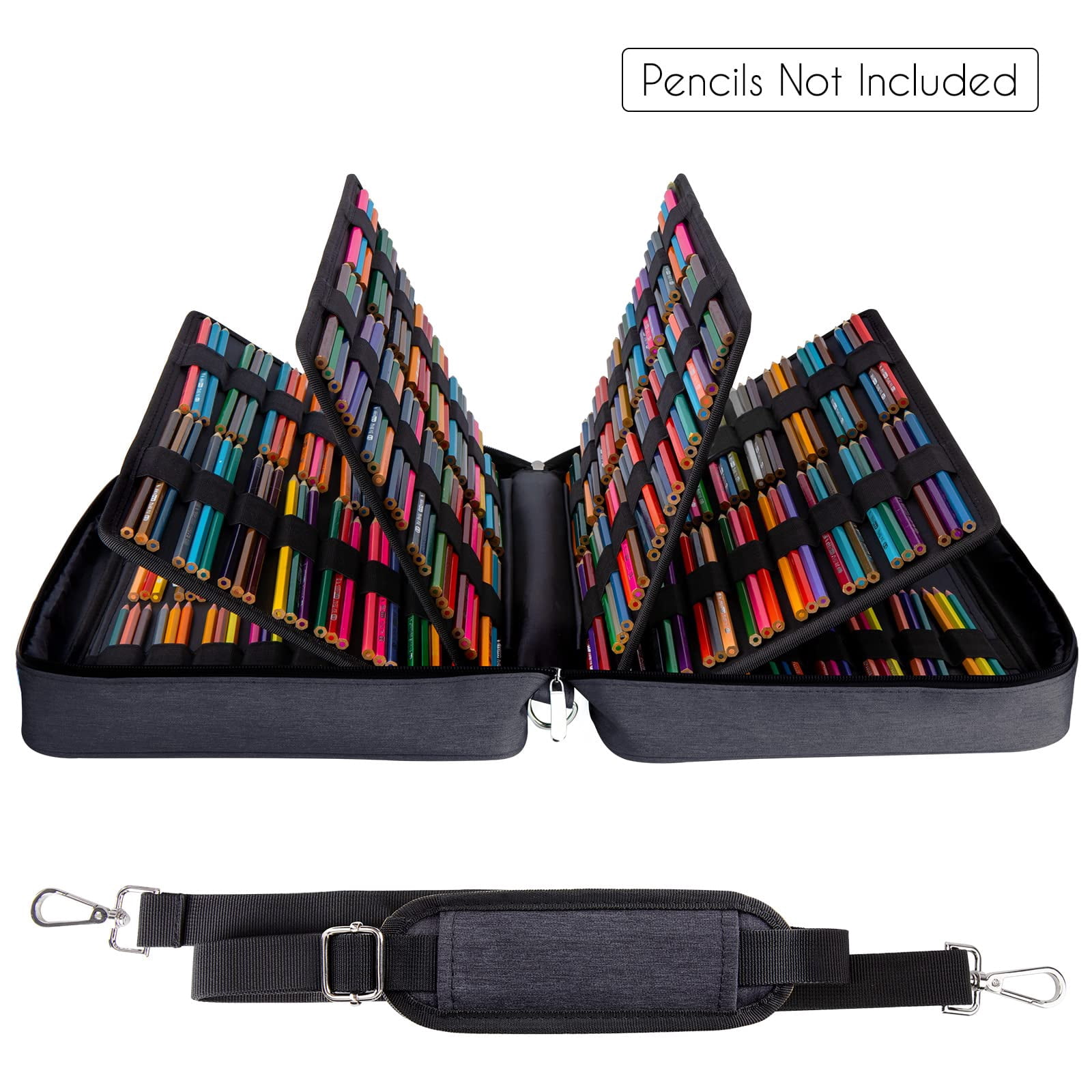 YOUSHARES Big Capacity Colored Pencil Case - 480 Slots large Pen Case Organizer with Multilayer Holder for Prismacolor Colored Pencils & Gel Pen (Black)