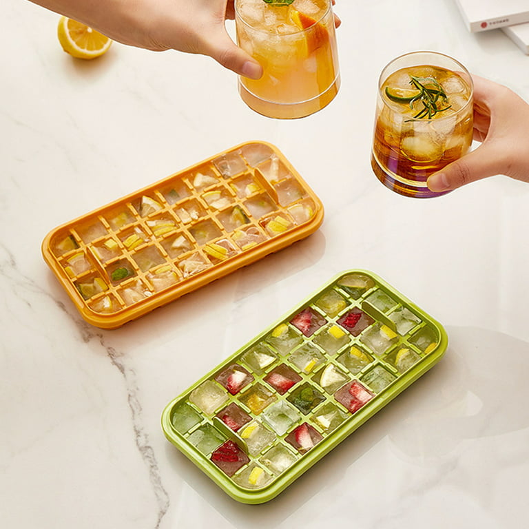 Ice Cube Tray with Lid and Bin, 2 Pack for Freezer, 64 Pcs Ice Cube Mold  (Green)