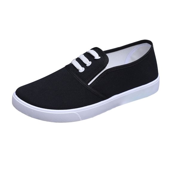 Ladies Casual Sneakers with Cushioned Insole All Day Canvas Shoes Women's Fabric Trainers Walking Summer Boat Low Loafer On Flat Wide Feet Breathable Com