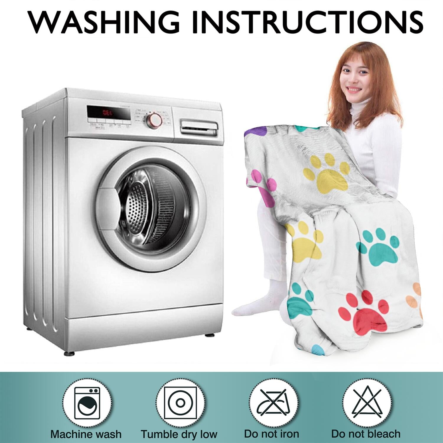 Colorful Dog Paw Footprint Wearable Oversized Blanket,Wearable Blanket Hoodie for Adults,Cozy Hooded Blankets with Super Pockets,Super Warm Fuzzy Pullover for Women & Men
