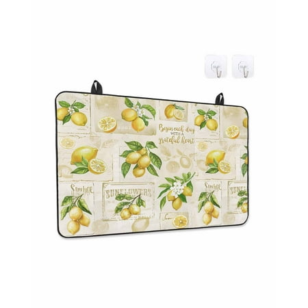 Stove Top Covers for Electric Stove 31x24 Inches Summer Lemons Heat Insulation Fireproof Glass Cooktop Protector Retro Farmhouse Botanical Fruit Leaves Countertop Stovetop Cover for Kitchen