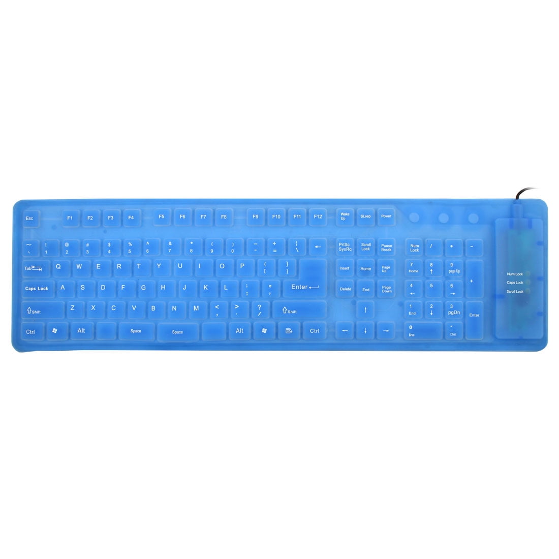 Flexible 109 Keys USB Wired Silicone Keyboard Blue for PC Notebook