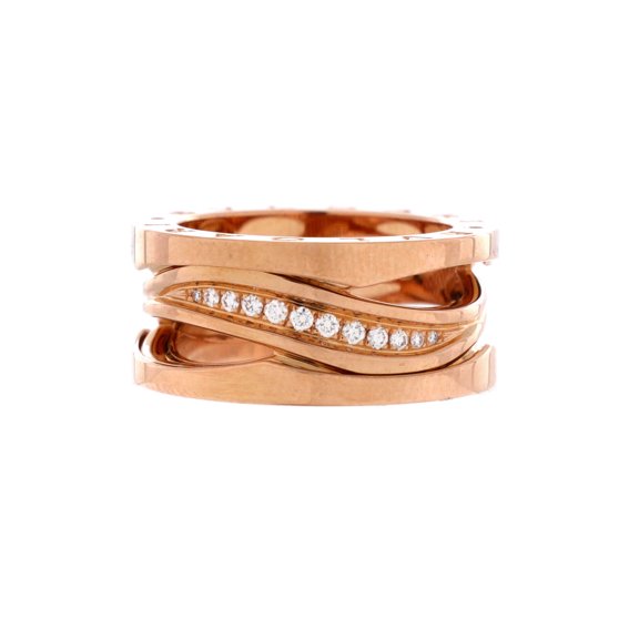 B.Zero1 Design Legend Zaha Hadid Three Band Ring 18K Rose Gold with Diamonds By Rebag