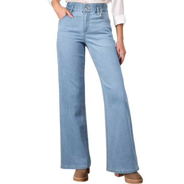 Jeans Astylish para mujer, cintura alta, pierna ancha, talla 10