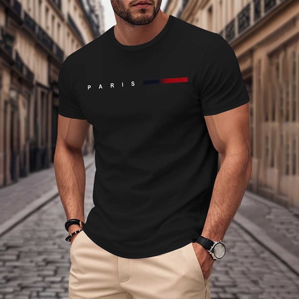 Tops para hombre, blusas y camisas de manga corta con cuello redondo para hombre, camisetas deportivas informales con estampado de manga corta y cuello redondo para hombre, blusas de poliéster para ho