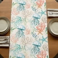 thumbnail image 5 of Table Runners 108 Inches Long Dress Scarves, Teal Red Jellyfish Coastal Farmhouse Coffee/Dining/Kitchen Table Runner for Living Room, Nautical Beach Coral Starfish 13x108 Inch, 5 of 9