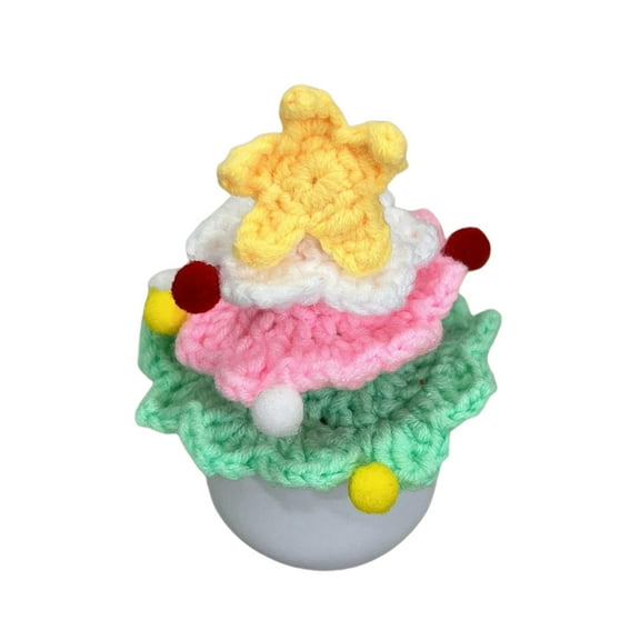 Clearance under 5, Mini Christmas Tree, Knitted Mini Simulated Christmas Tree Potted Plant Knitted Christmas Decorations Gifts for Kids