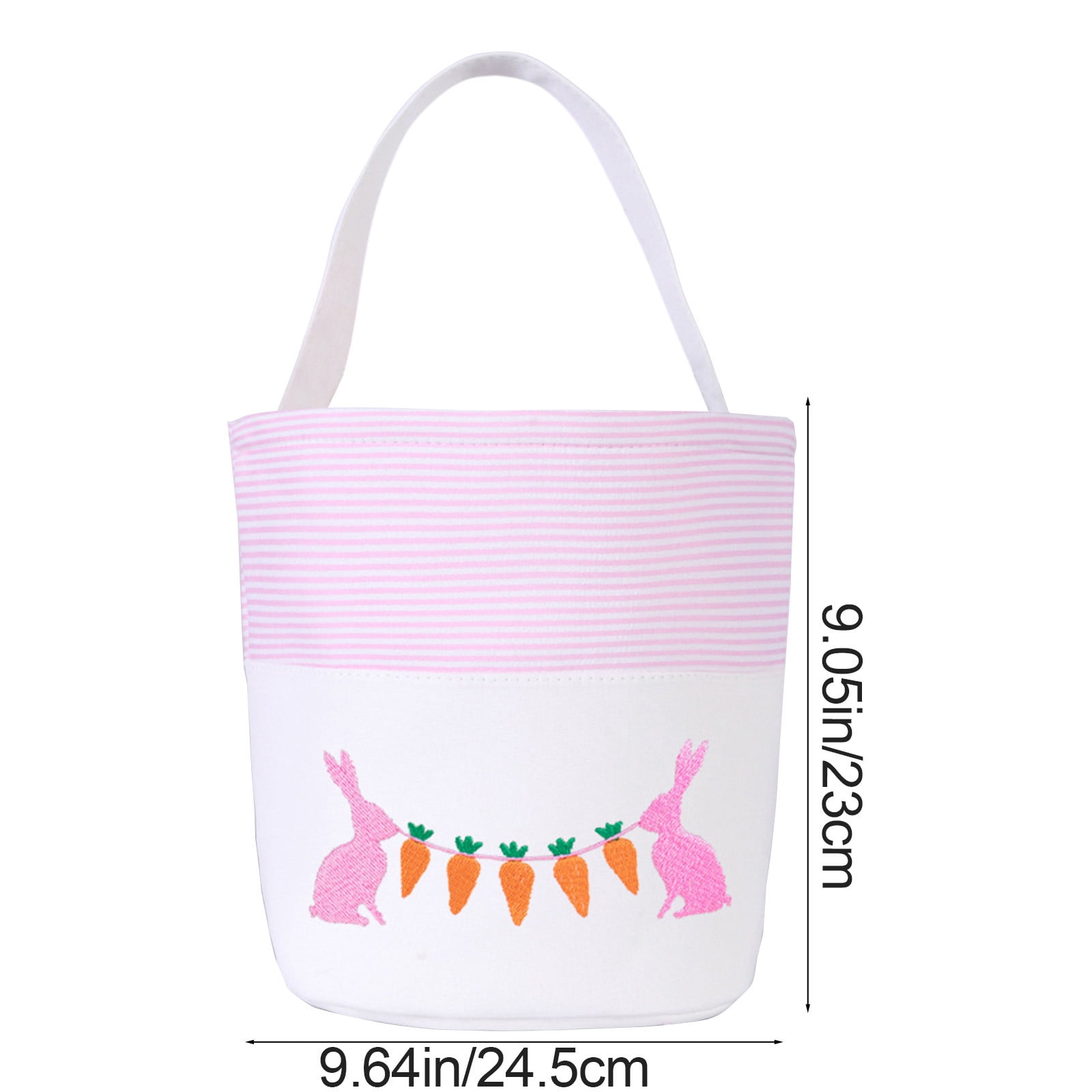 REZUOFI 2 Pcs Easter Bunny Handheld Basket with Embroidered Design for Party Favors Candy Storage and Home Decor Tote Bag for Spring Celebrations