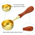thumbnail image 3 of Uxcell 3.7" Wax Seal Spoon, Wax Sealing Melting Spoon Brass Vintage Wooden Handle for Wax Seal, Golden Open Mouth, 3 of 7