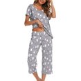 thumbnail image 1 of HAHDAXIA Womens Pajama Set Cotton Capri Pant Pyjama Short Sleeve Sleepwear Summer Pjs, 1 of 6