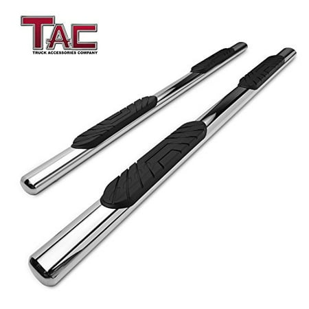 TAC Side Steps Fit 2019 Chevy Silverado / GMC Sierra 1500 Crew Cab Truck Pickup 4” Oval Tube Stainless Steel Side Bars Nerf Bars Step Rails Running Boards Off Road Exterior Accessories (2 (Best Off Road Tires For Chevy Silverado)