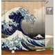 thumbnail image 1 of Cortina de ducha ondulada japonesa Kanagawa Wave, juegos de cortinas de ducha de tela náutica, decoración de baño con ganchos, impermeable, lavable, 1 of 2
