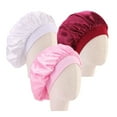 thumbnail image 4 of UPKOCH 3pcs Satin Bonnet Comfortable Breathable Wide Brim Elastic for Kids Children (White Pink Wine Red), 4 of 8