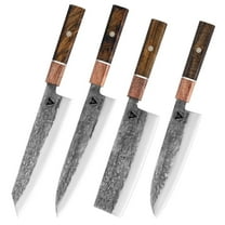 ARTIDGE Japanese Knife Set, 4Pcs - 8" Kiritsuke Chef, 8" Gyutou Chef, 7" Santoku, 7" Nakiri Knives, High Carbon Steel, Ergonomic Wood Handle