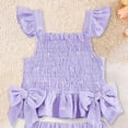 thumbnail image 4 of CAUYDY Toddler Girl Outfits Baby Girl Summer Clothes Sleeveless Ruffle Dress Tops and Shorts Clothing Sets 12M-4Y (Sizes 12-18 Months,D01-Purple), 4 of 4