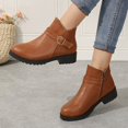 thumbnail image 4 of NECHOLOGY Botas Mujer Adulto Femenino Zapatos Botines para mujer Zapatos de mujer Botas de tacón grueso Cremallera de moda Suela Botas casuales cómodas (Brown, 9), 4 of 7