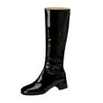 thumbnail image 7 of Mostsola Knee High Boots Women Square Toe Tall Boots Zip up Block Heeled Gogo Boots, 7 of 7