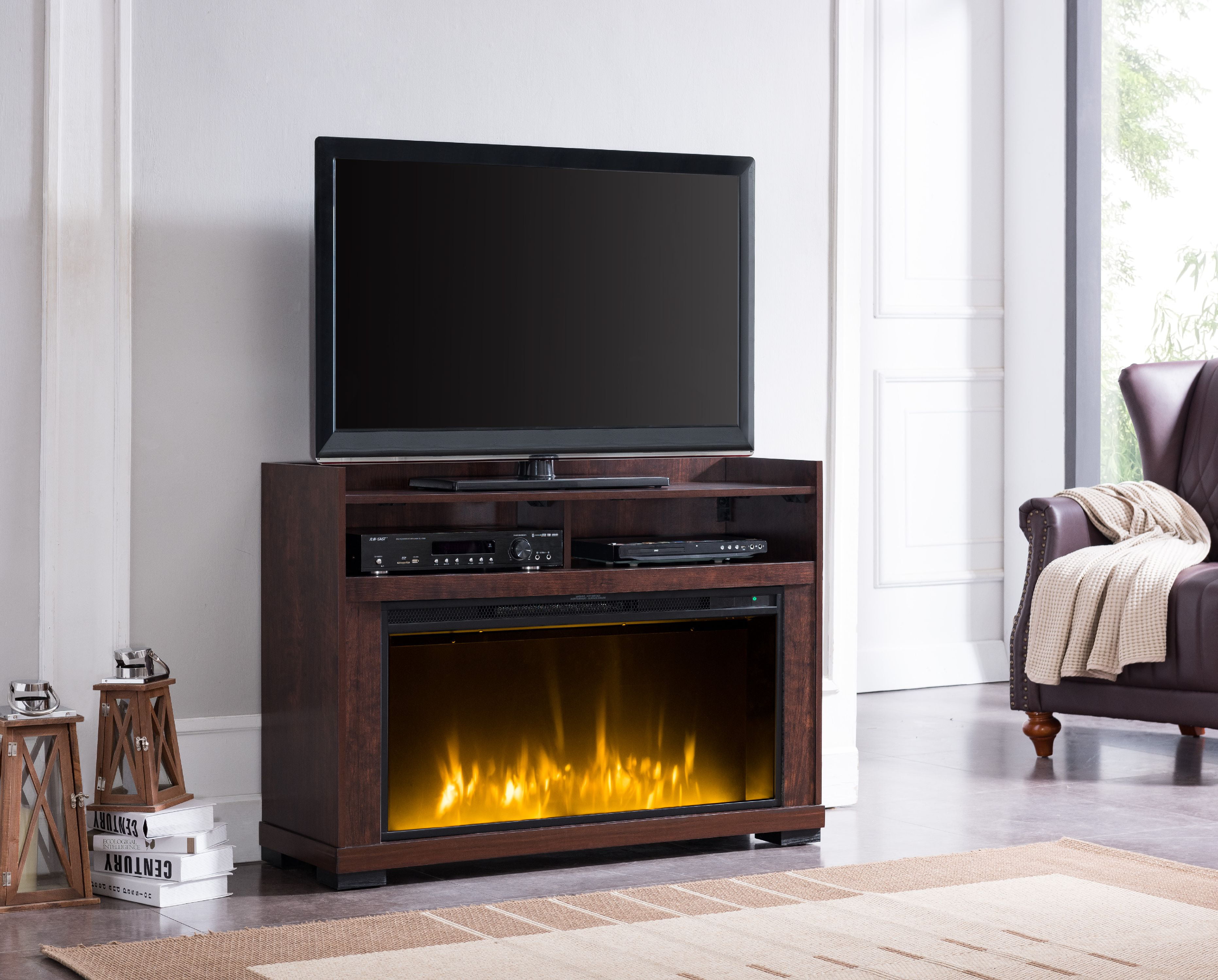 Bold Flame Hampton Large View Fireplace, Schuyler Tv Stand For Tvs Up 60 With Electric Fireplace