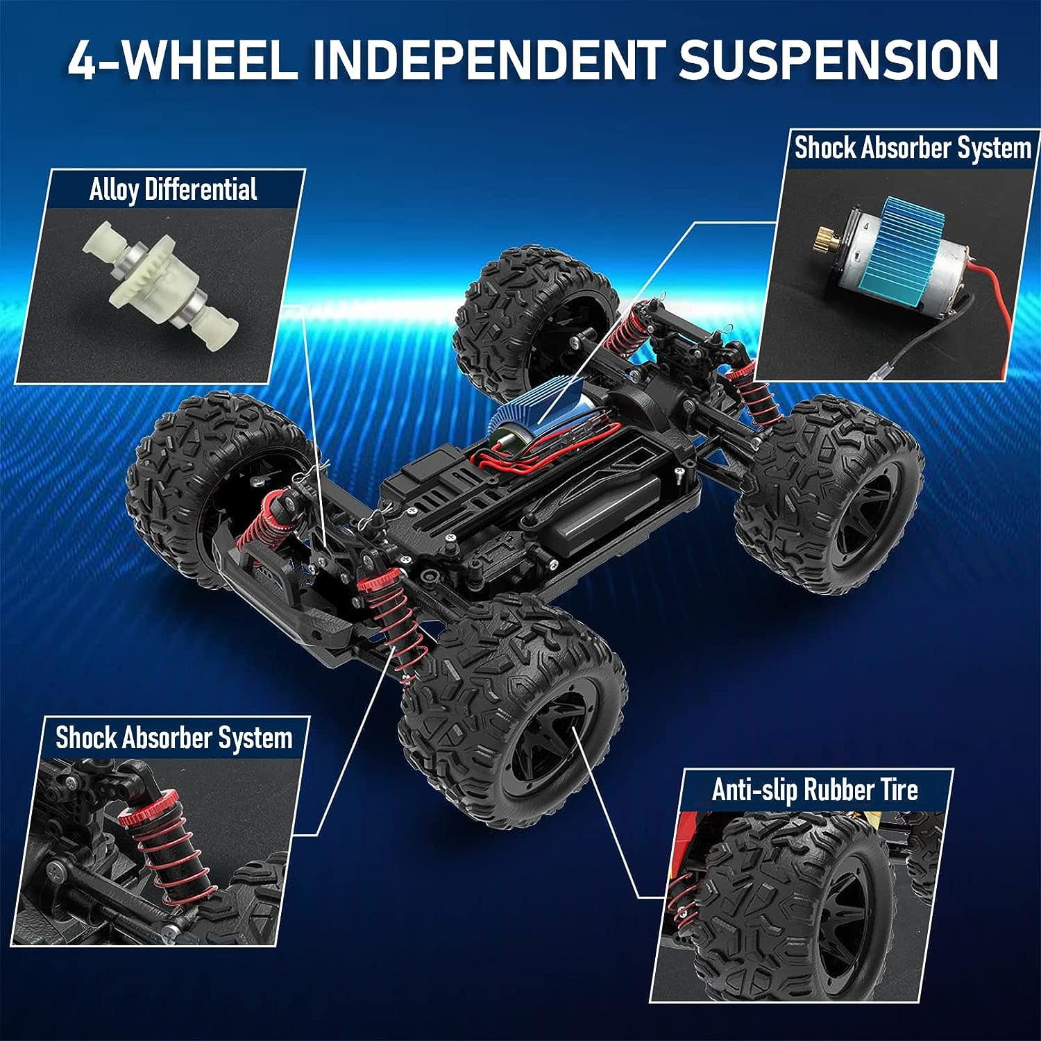 JoyStone RC Car 30+ mph High Speed Remote Control Car for Adults, 1:16 Scale 4WD All Terrain Off-Road RC Monster Truck Gifts for Boys, 2 Batteries