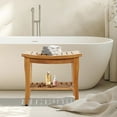 thumbnail image 3 of 20-Inch Teak Shower Bench – Solid Wood Waterproof Shower Stool with Storage Shelf – Bathroom, Sauna, Indoor & Outdoor Use, 3 of 8
