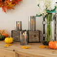 thumbnail image 6 of Homemory Gray Realistic Glass LED Pillar Candles with Remote Control and Timer, Flickering Flameless Pillar Candles, Battery Operated, Moving Flame, Set of 3, 6 of 8