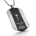 thumbnail image 3 of Men's Stainless Steel Cross Dog Tag Necklace - Philippians 4:13 / Proverbs 4:23 / Joshua 1:9 Engraved Religious Pendant, Faith Jewelry for Men, Trendy Streetwear Accessory for Daily Wear, Baptism & B, 3 of 5