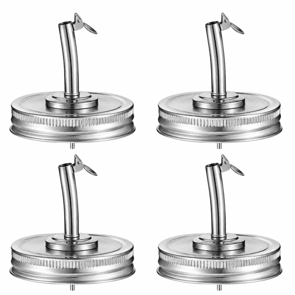 Stainless Steel Oil Spout Pourer, 70mm Bottle Cap Dispenser for Cooking Oil Vinegar Dispensing, 4 Pack