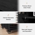 thumbnail image 6 of Wirrytor 5-Tier Mobile AV Media Cabinet with Slatted Door, Modern Rolling Stereo Rack, Audio Video Stand with Adjustable Shelves, Black, 6 of 7