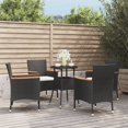 thumbnail image 1 of vidaXL 5 Piece Garden Bistro Set with Cushions Black Poly Rattan, 1 of 5