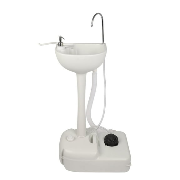 Portable Removable Outdoor Wash Basin - HDPE, Foot Pump, 3.5L Sanitizer Tank,White