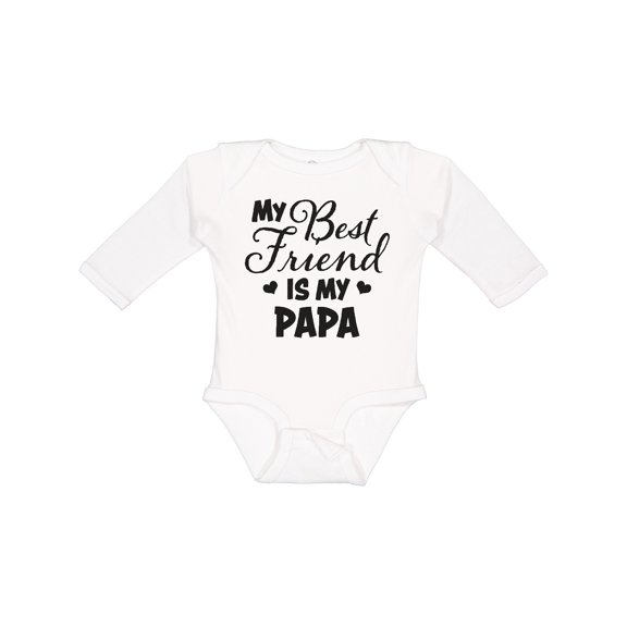 Inktastic My Best Friend is My Papa with Hearts Boys or Girls Long Sleeve Baby Bodysuit