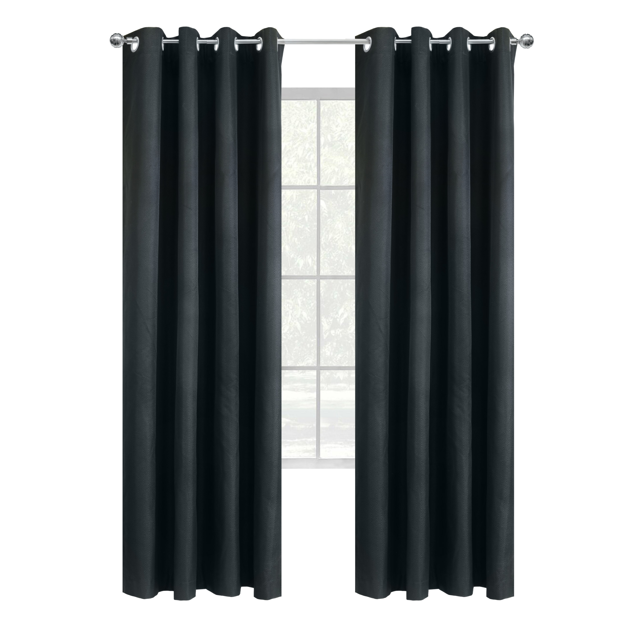 Atlanta Total Blackout Chevron Textured Curtain Panel 52" x 84" in Black