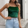 thumbnail image 5 of Womens Tank Tops $4.98 Plus Size Sleeveless V-Neck Gold Velvet Sling Solid Color Blouse Green L, 5 of 5